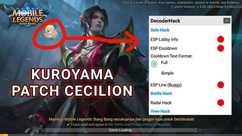Contoh Kuroyama Mod Saat Login ke dalam Mobile Legends