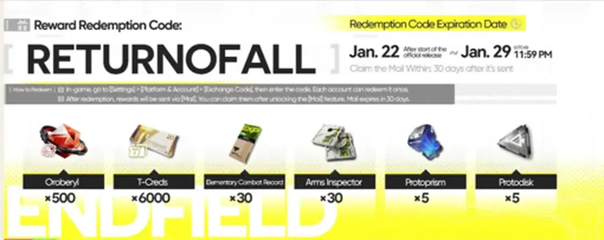 Kode Redeem Arknights Endfield